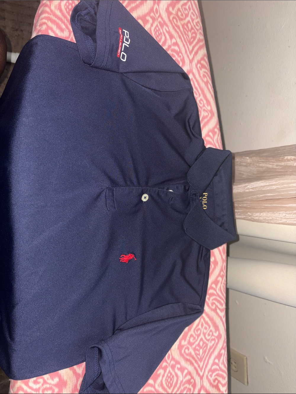 Polo by Ralph Lauren Performance Navy Short-Sleeve Polo with Red Logo